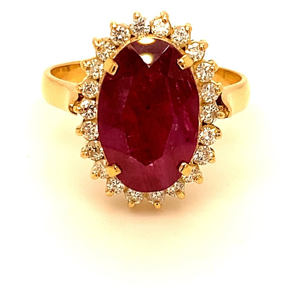 Longido Ruby 6.55ct Diamonds 18K Solid Gold Ring